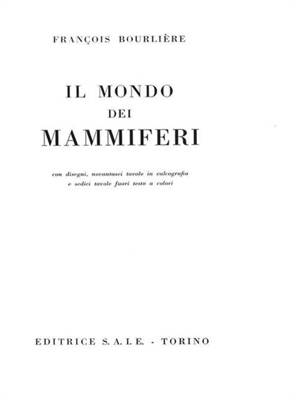 Il mondo dei mammiferi - copertina