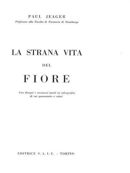 La strana vita del fiore - Paul Jaeger - copertina