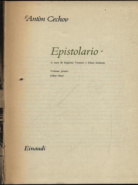Epistolario vol. 1 - Anton Cechov - copertina