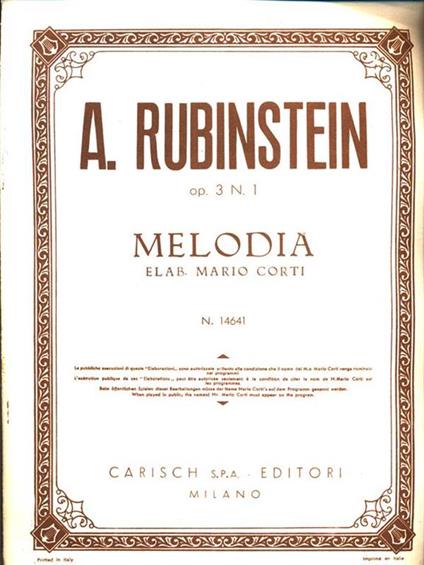 Op. 3 N. 1 Melodia elab. Mario Corti - Antoine Rubinstein - copertina
