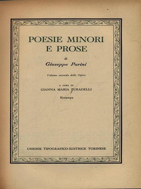 Poesie minori e prose - Giuseppe Parini - copertina