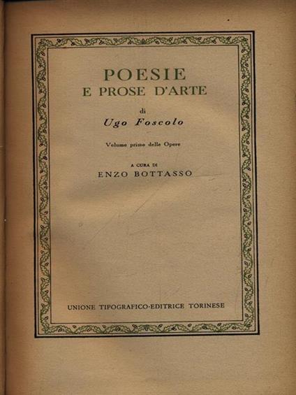 Poesie e prose d'arte - Ugo Foscolo - copertina