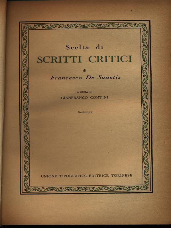 Scelta di scritti critici