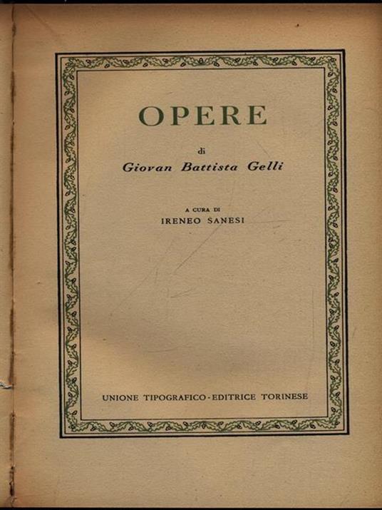 Opere - Giambattista Gelli - copertina