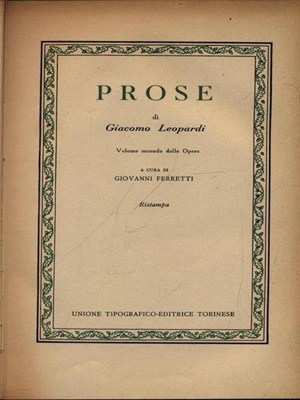 Prose - Giacomo Leopardi - copertina