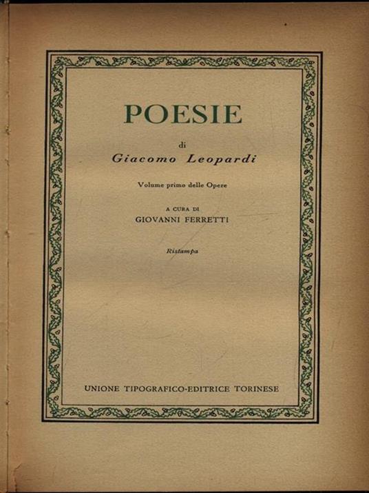 Poesie - Giacomo Leopardi - copertina