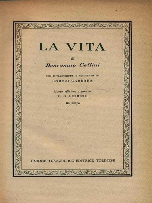 La vita - Benvenuto Cellini - copertina