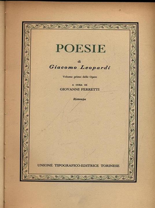 Poesie vol. 1 - Giacomo Leopardi - copertina