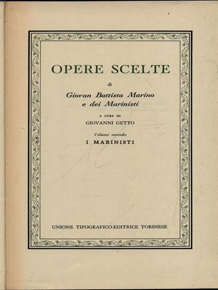 Opere scelte vol. 2: I Marinisti - Giambattista Marino - copertina