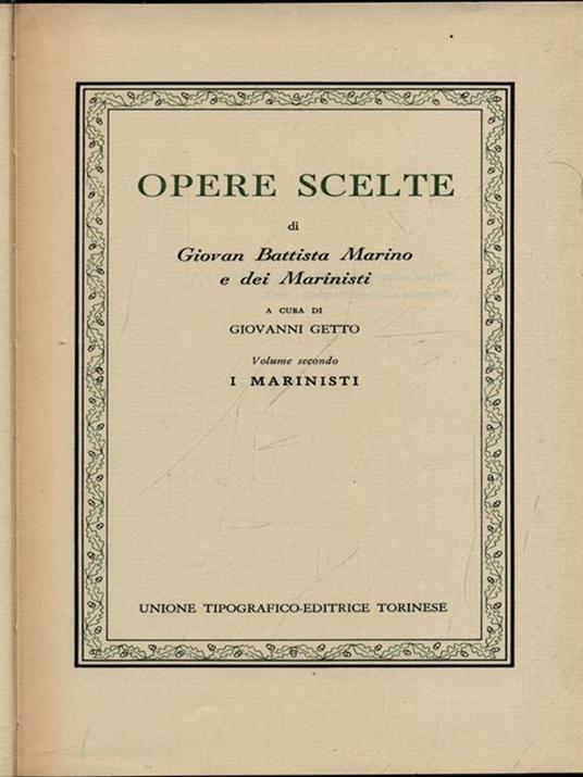 Opere scelte vol. 2: I Marinisti - Giambattista Marino - copertina