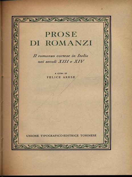 Prose di romanzi - Felice Arese - copertina