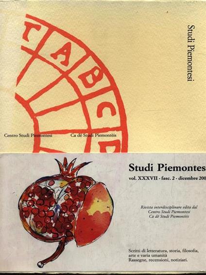 Studi Piemontesi vol. XXXVII fasc. 2/dicembre 2008 - copertina