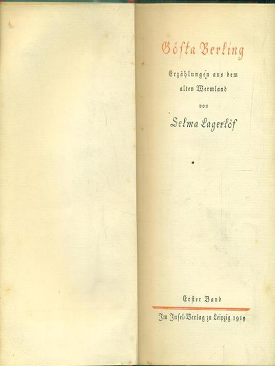 Gofta Berling. I - Selma Lagerlof - copertina