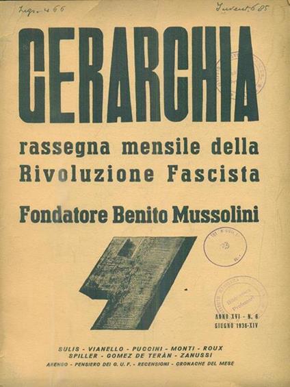 Gerarchia. N.6 - Giugno 1936 - copertina