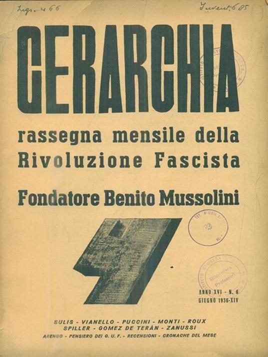 Gerarchia. N.6 - Giugno 1936 - copertina