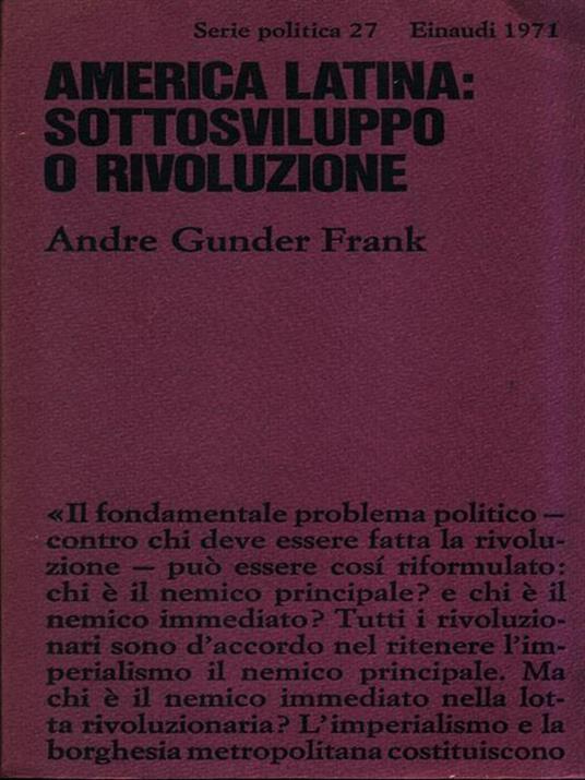 America Latina: sottosviluppo o rivoluzione - Andre Gunder Frank - copertina