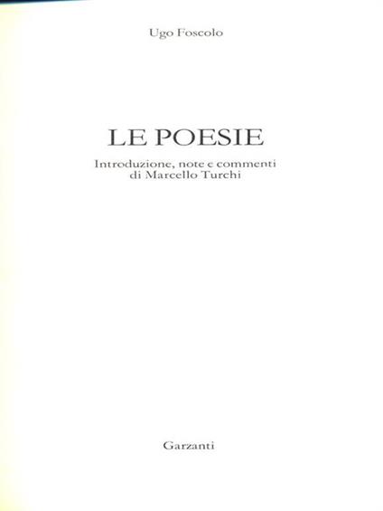 Le poesie - Ugo Foscolo - copertina