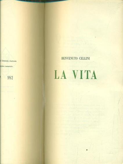 La vita - Benvenuto Cellini - copertina