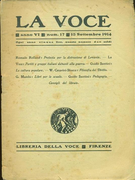 La voce. Anno VI. Num. 17. 13 settembre 1914 - 3