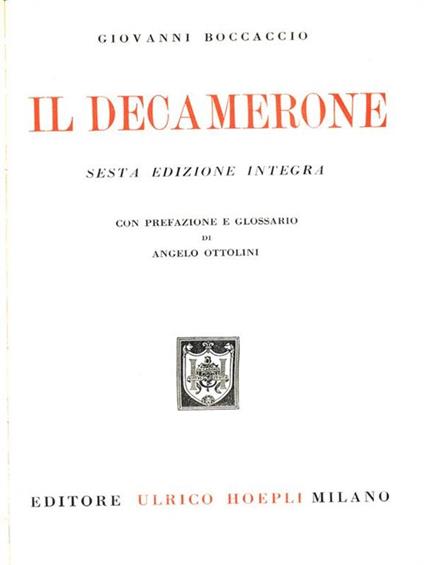 Il Decamerone - Giovanni Boccaccio - copertina