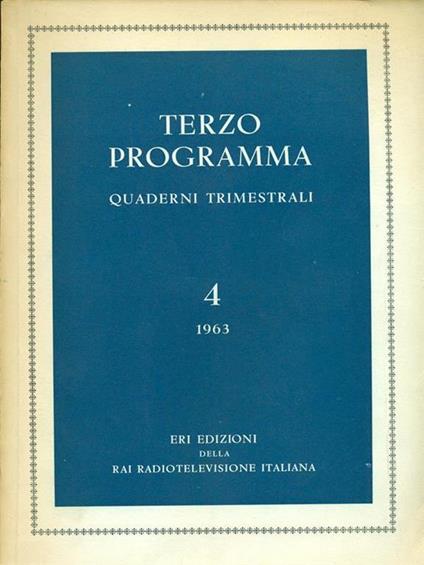 Terzo programma. Quaderni Trimestrali 4 - copertina