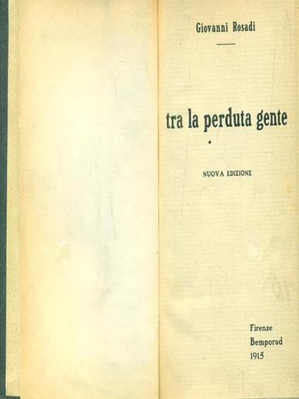 Tra la perduta gente - Giovanni Rosadi - copertina