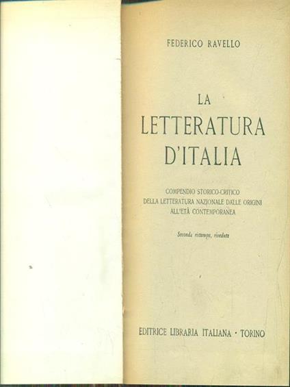 La letteratura d'italia - Federico Ravello - copertina