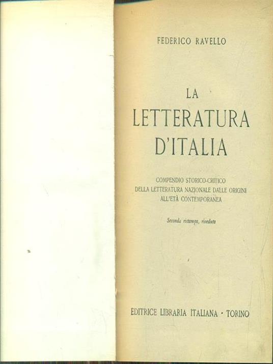 La letteratura d'italia - Federico Ravello - copertina