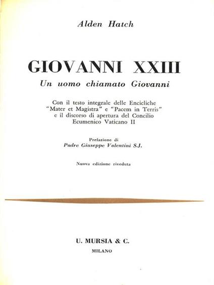 Giovanni XXIII - Alden Hatch - copertina