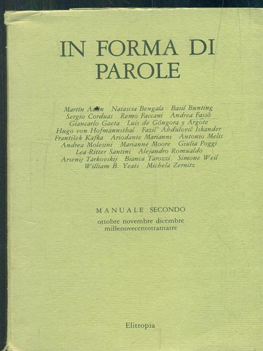 In forma di parole. Manuale secondo. Ottobre novembre dicembre 1993 - 2