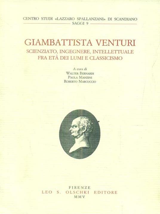 Giambattista Venturi. Scienziato, ingegnere, intellettuale fra età dei lumi e classicismo - copertina