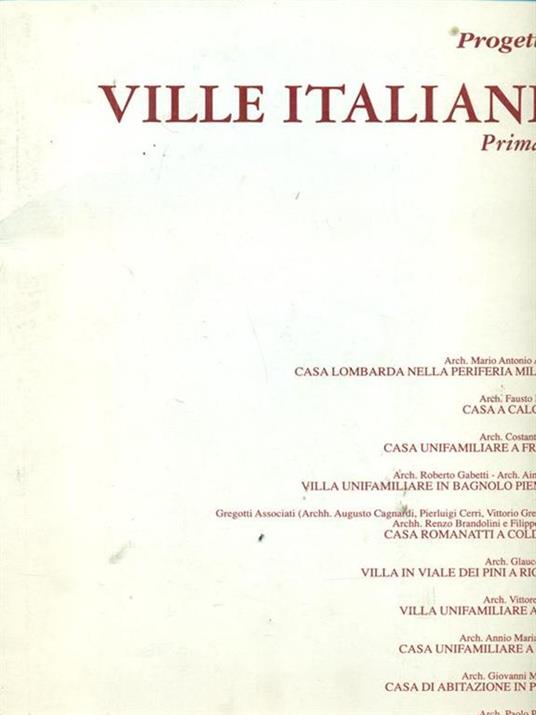 Progetti per Ville Italiane 2 Prima parte - copertina