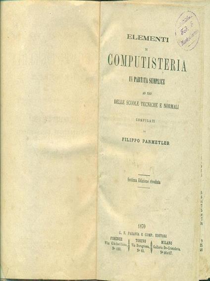 Elementi di computisteria in partita semplice - copertina