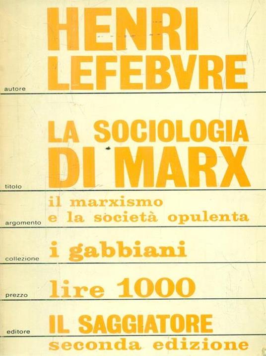 La sociologia di Marx - Henri Lefebvre - copertina