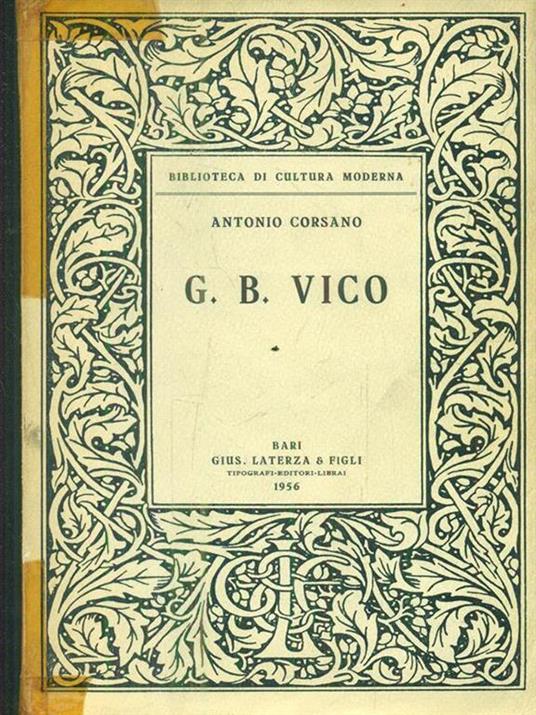 G. B. Vico - Antonio Corsano - copertina