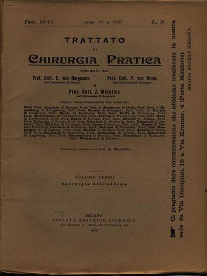 Trattato di chirurgia pratica fasc. 50-51 - copertina
