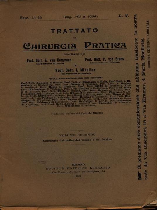Trattato di chirurgia pratica fasc. 44-45 - copertina
