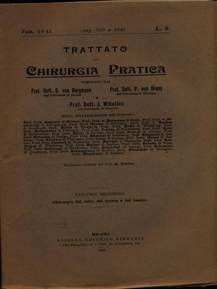 Trattato di chirurgia pratica fasc. 40-41 - copertina