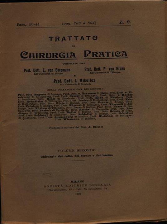 Trattato di chirurgia pratica fasc. 40-41 - copertina
