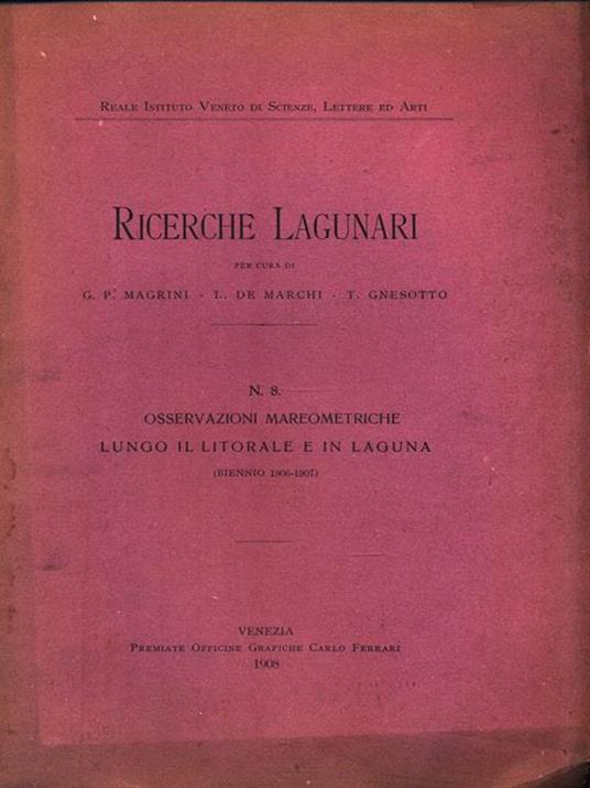 Ricerche Lagunari N. 8 - copertina