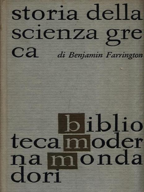 Storia della scienza greca - Benjamin Farrington - copertina