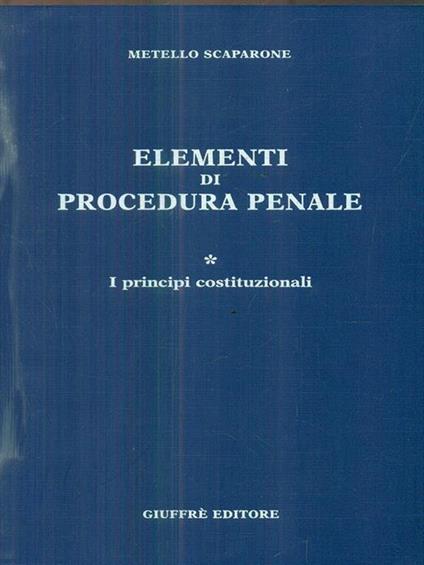 Elementi di procedura penale. Volume 1 - copertina
