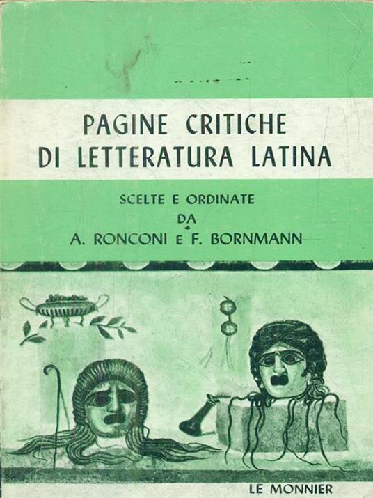 Pagine critiche di letteratura latina - A. Ronconi - copertina