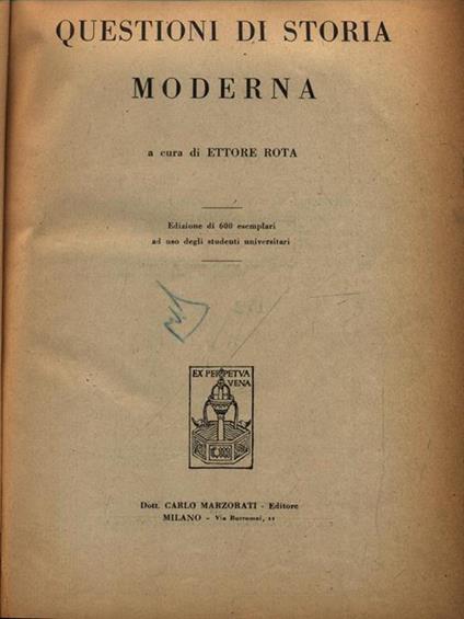 Questioni di storia moderna - Ettore Rota - copertina