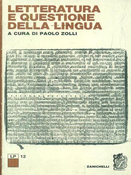 Letteratura e questione della lingua - Paolo Zolli - copertina