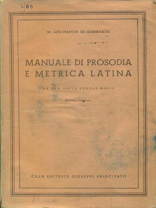 Manuale di prosodia e metrica latina - copertina