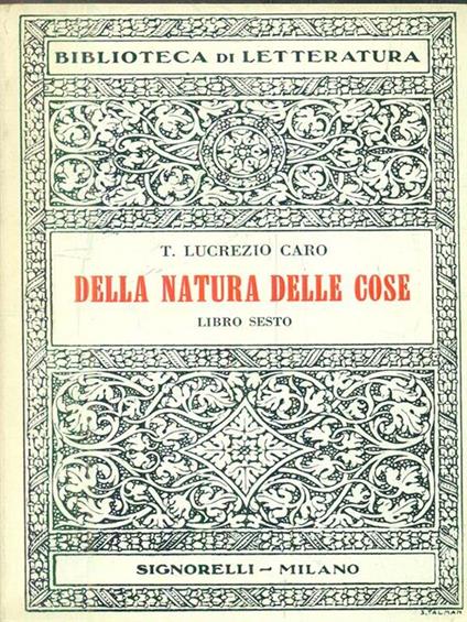Della natura delle cose. Libro sesto - Tito Lucrezio Caro - copertina