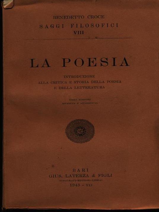 La poesia - Benedetto Croce - copertina