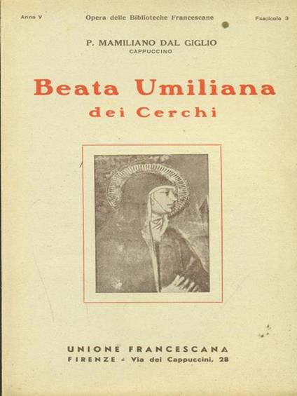 beata umiliana dei cerchi - copertina