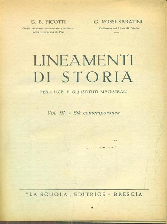 Lineamenti di storia. Vol III Età contemporanea - copertina
